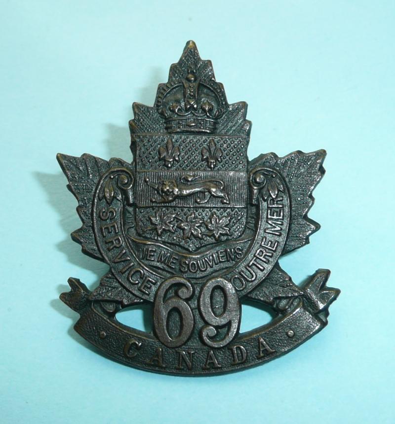 WW1 Canada - 69th (Canadien-Français) CEF (Canadian Expeditionary Force) Battalion Cap Badge