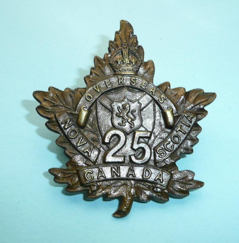WW1 Canada - 25th (Nova Scotia) Battalion CEF Cap Badge - Gaunt Tablet
