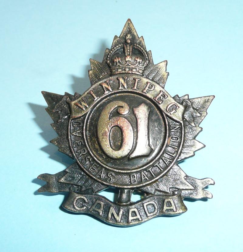 WW1 Canada - 61st (Winnipeg) CEF (Canadian Expeditionary Force) Battalion Cap Badge