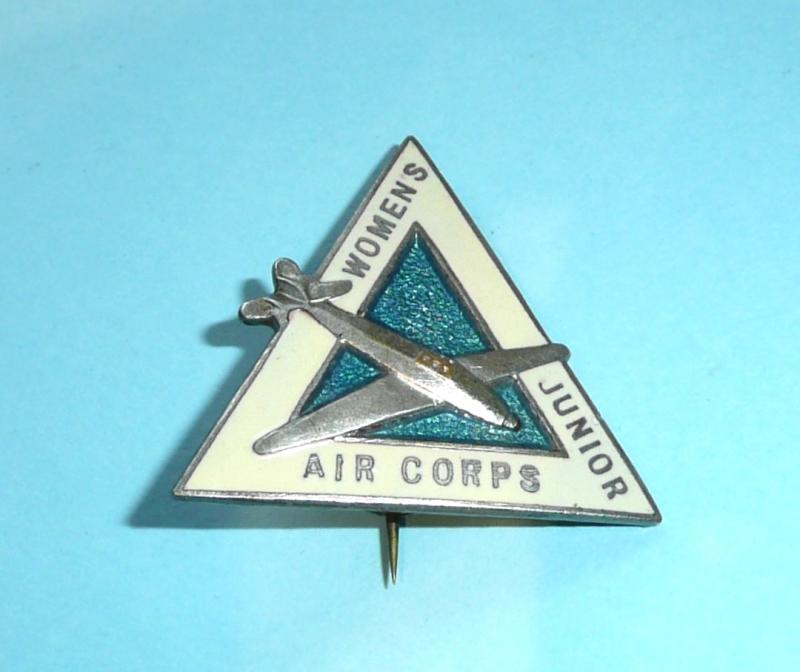 WW2 Home Front - Women’s Junior Air Corps (WJAC)  Officer's Enamel And White Metal Cap Badge Tie Pin Brooch Badge