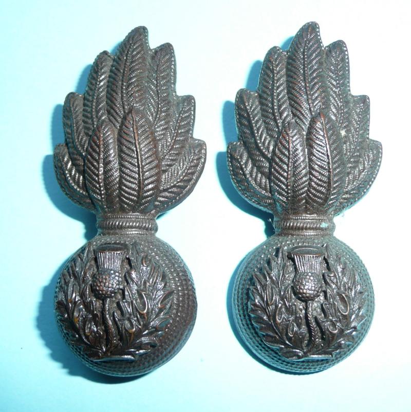 Royal Scots Fusiliers Officer's OSD Bronze Collar Badges Matched Pair