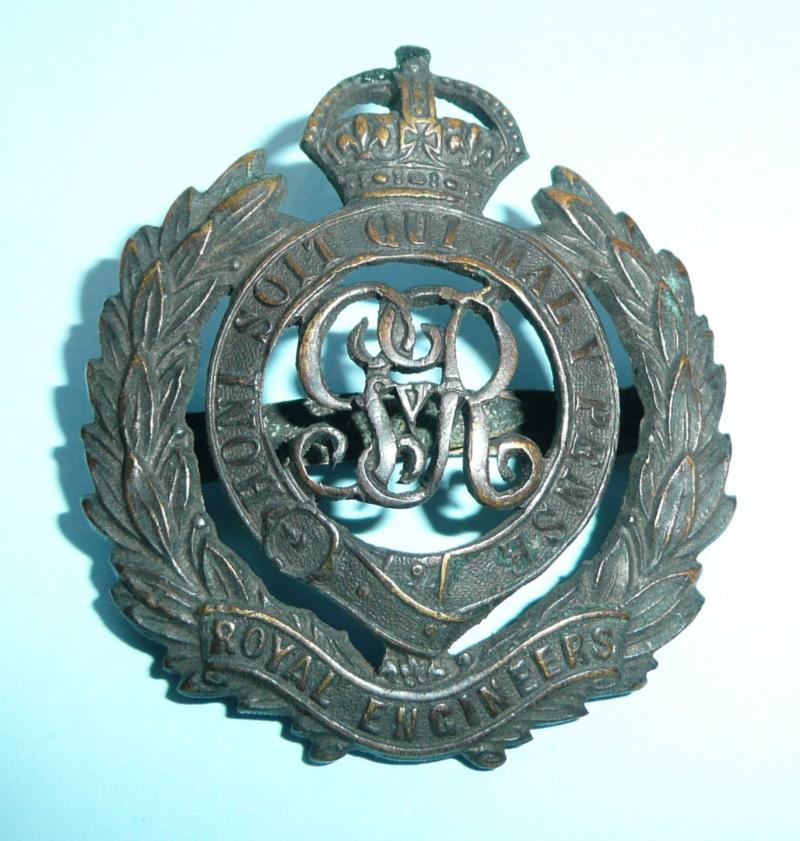 WW1 Royal Engineers GV Cypher OSD Bronze Cap Badge - Blades