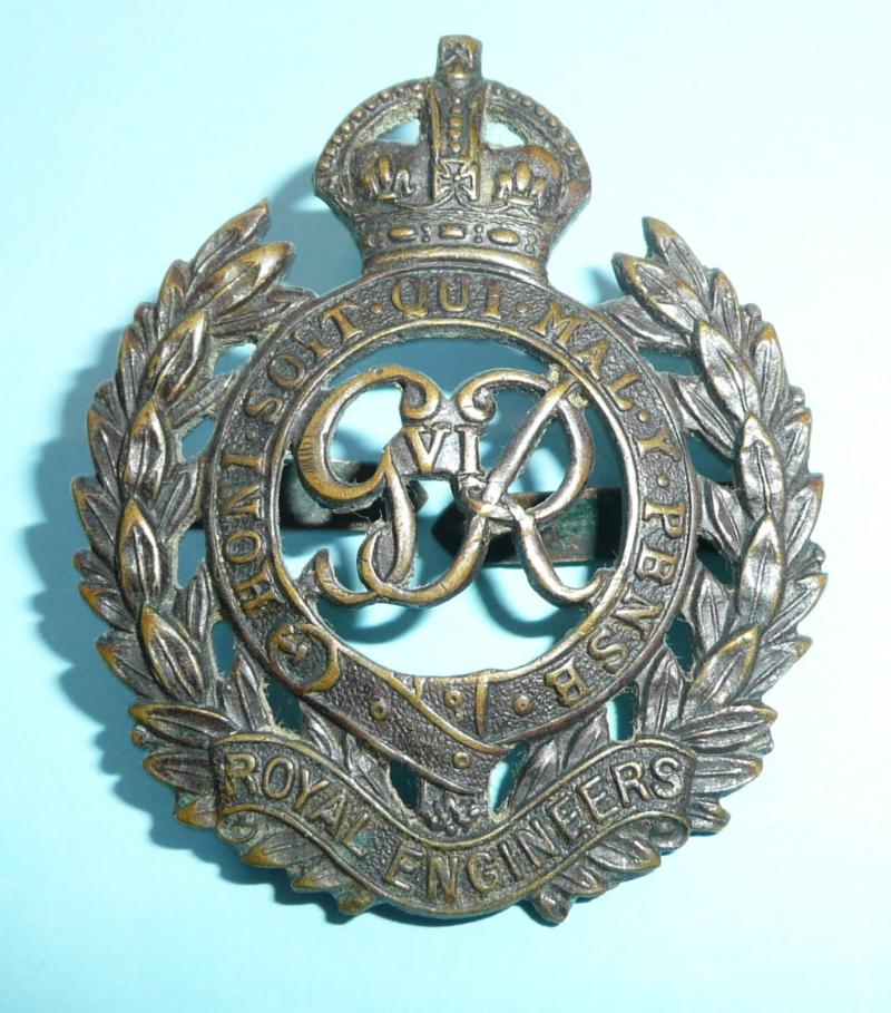 WW2 Royal Engineers GVI Cypher OSD Bronze Cap Badge - Blades