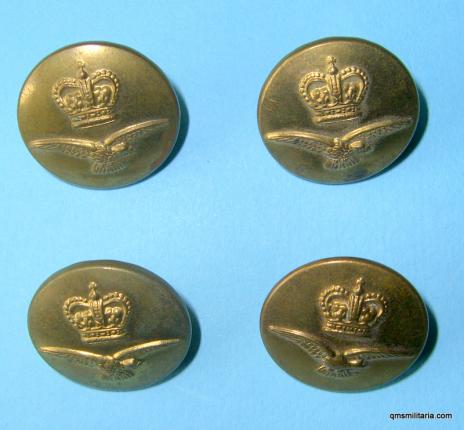 Set of 4 RAF Large Brass Buttons, Queens Crown, post 1953
