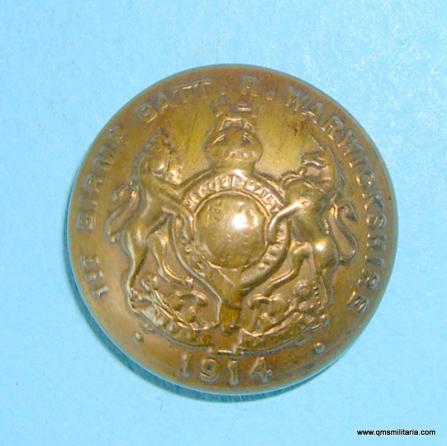 Scarce WW1 1st Birmingham ( Pals ) Battalion Royal Warwickshire Regiment Other Rank's Medium Brass Button