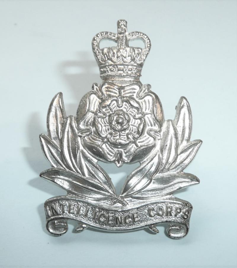 Intelligence Corps Officer's Silver Plated Cap Badge QE2 Crown - Gaunt
