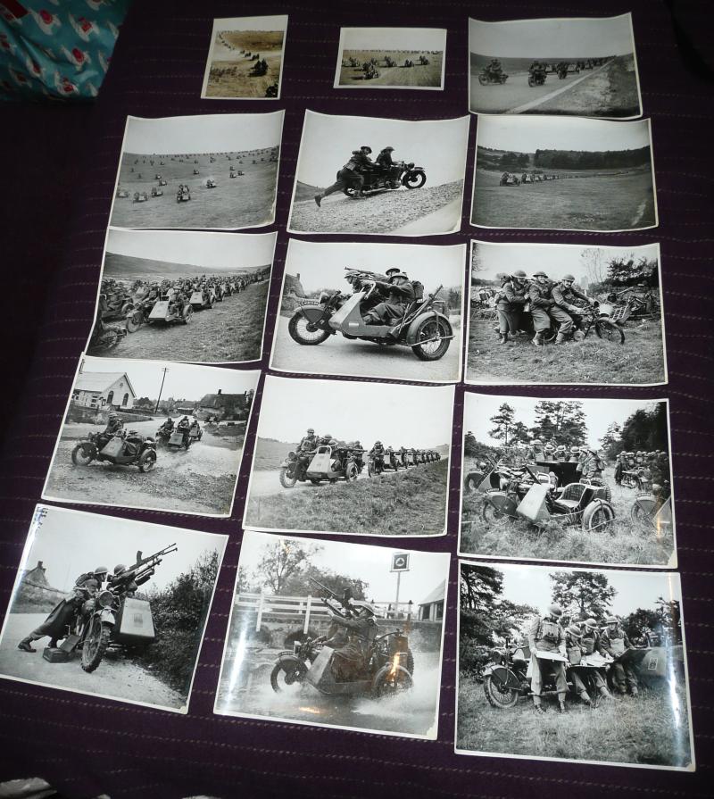 WW2 4th Battalion Royal Northumberland Fusiliers (RNF) Motor-cycle / Reconnaissance Battalion - An Impressive Collection of Large Format Press /  War Office Photos