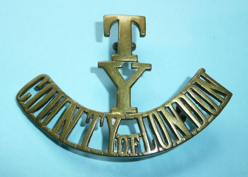 T / Y / County of London Yeomanry One Piece Brass Shoulder Title
