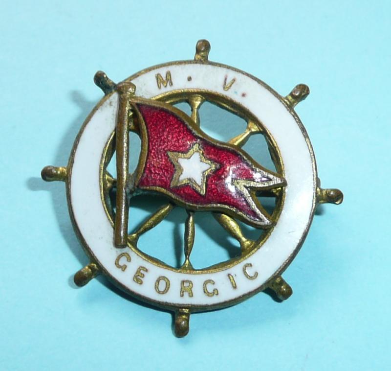M.V. Georgic (White Star Line) Enamel and Gilt Sweetheart Pin Brooch Badge