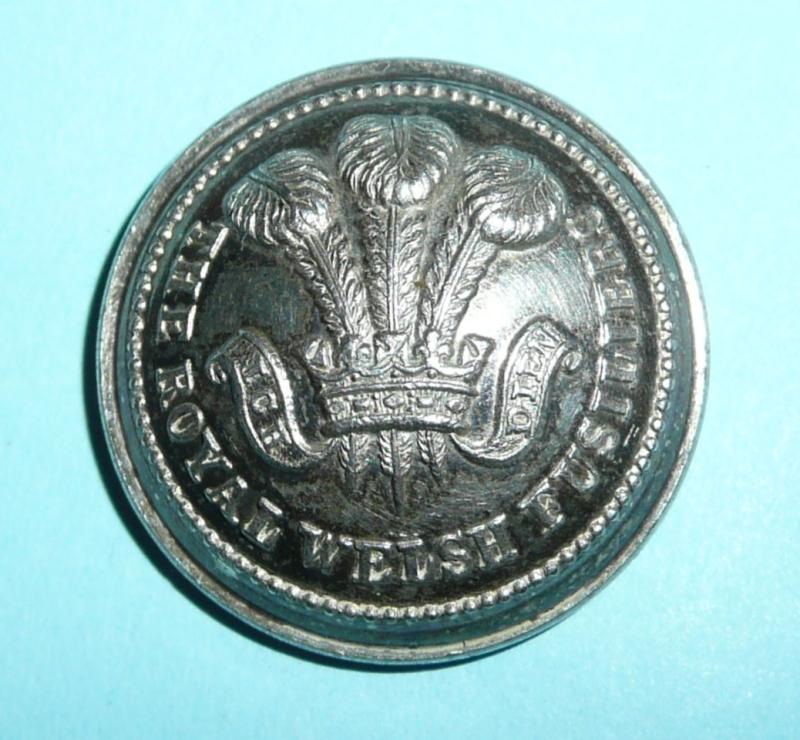 The Royal Welsh Fusiliers Volunteer Battalion Officer's Large Pattern Silver Plated White Metal Button