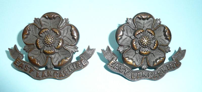 East Lancashire Regiment Officer's Matched Pair of OSD Bronze Collar Badges