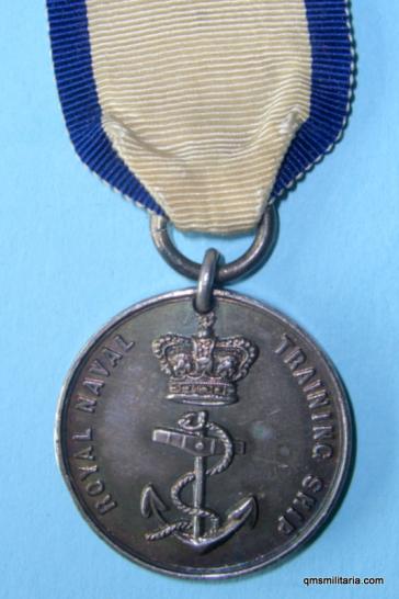 Scarce Victorian Silver Royal Naval Training Ship Medal Merit Medal named to E.Hill