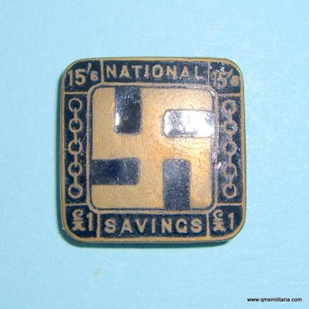 Early British National Savings Black Enamel Pin Badge