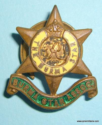 WW2 Burma Star Association Enamel and Brass Lapel Badge