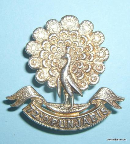 72nd Punjabis Regiment Officer's Sterling Silver hallmarked Cap Badge