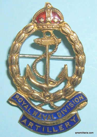 Scarce WW1 Royal Naval Division Artillery Sweetheart Brooch Pin Badge