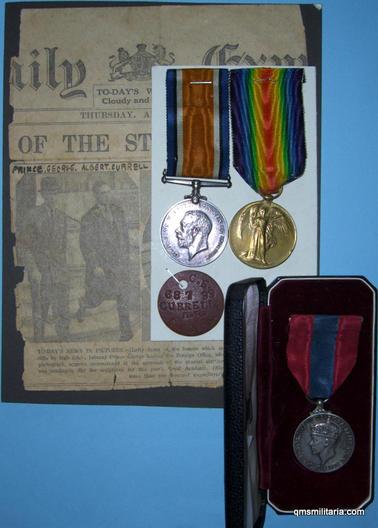 Scarce ISM (GVI) award to Foreign Office Home Service Messenger plus WW1 pair and dog tag (Royal Artillery)