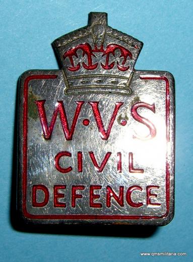 WW2 Home Front Womens Voluntary Services ( WVS ) Civil Defence Pin Brooch Badge