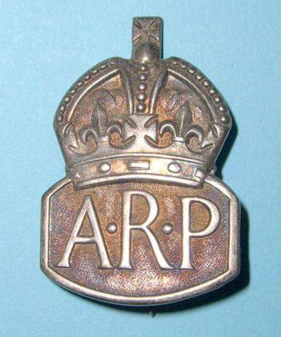 WW2 ARP Air Raid Warden's Hallmarked Silver Pin Badge as issued to Women