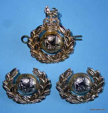 Gold Anodised Royal Marines Cap Badge and Collar Set