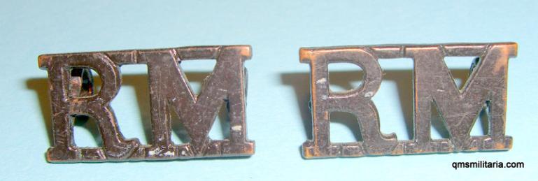 Royal Marines Pair of Bronzed Shoulder Titles 