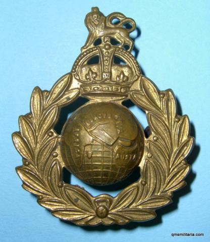 WW2 Royal Marine Cap Badge - Unusual Flat Crown Variety