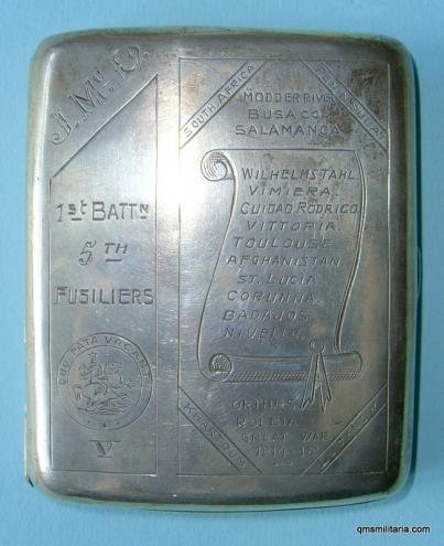 Hallmarked Silver Cigarette Case - Northumberland Fusiliers
