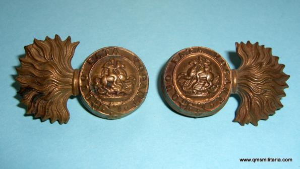 Northumberland Fusiliers ( NF )  facing pair of brass collar badges