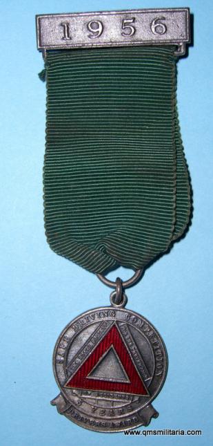 1956 Save Driving Award Enamel and white metal medal