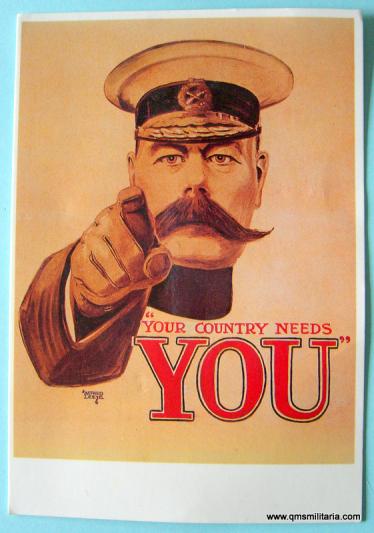 Modern Postcard of WW1 iconic Your Country Needs You  - Earl Kitchener