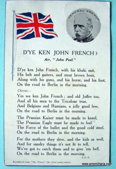 WW1 Patriotic Card - D'ye Ken John French ?