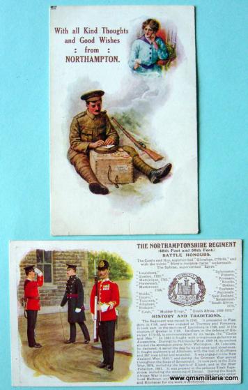 Pair of WW1 Art Postcards of Northamptonshire Interest