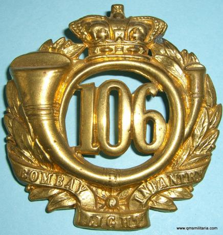 106th ( Bombay Light Infantry ) Regiment Other Rank’s Glengarry Badge, worn c.1874-1881, later 2nd Battalion the Durham Light Infantry ( DLI )