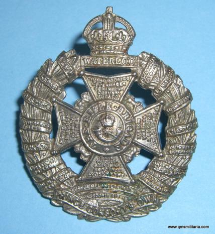 Post WW1 Rifle Brigade ( RB ) White Metal Cap Badge