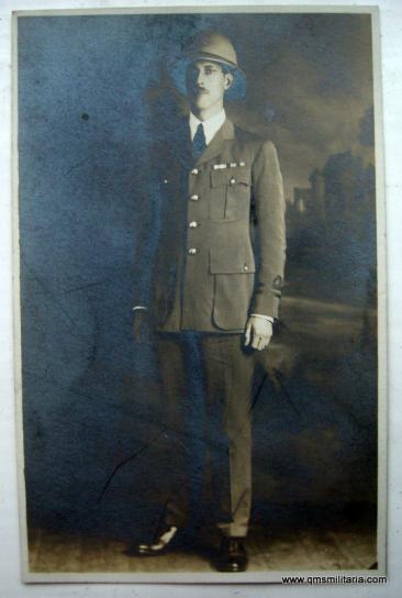 Original postcard - unidentified Naval Officer in sun helmet