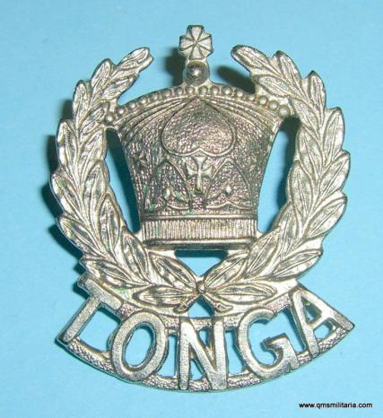 South Pacific Tonga Police Chromed White Metal Cap Badge