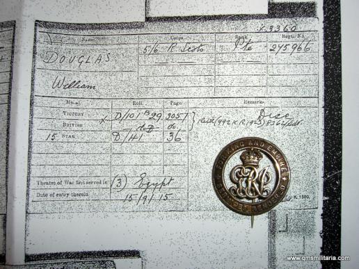 WW1 Silver War Badge (SWB)  to 5th / 6th Royal Scots ( Lothian Regiment )  - Pte Willaim Douglas
