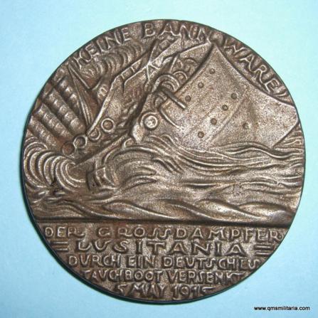 British Copy of the German 1915 Sinking of the Lusitania Iron Medal