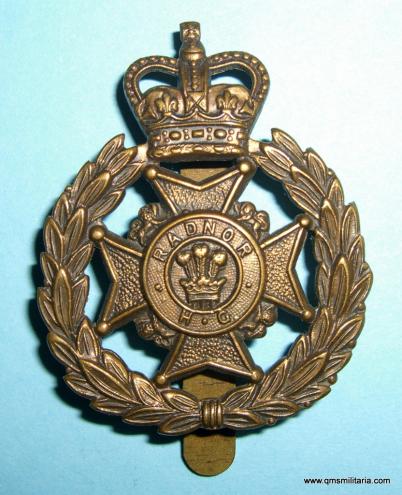 Radnor Home Guard ( HG ) Brass Cap Badge, QEII crown, post WW2