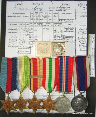 WW2 Group of Seven to Able Seaman Frank Raymond Grey, A.B., Ex Royal Navy and Royal Fleet Reserve