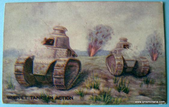 WW1 War Bond Campaign Art Postcard ( National Savings ) - Whippet Tanks in Action