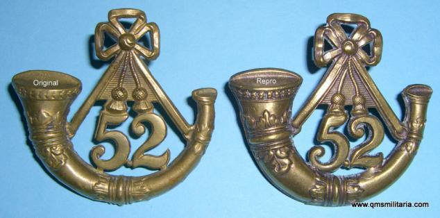 Article 5 - 52nd Foot ( Oxfordshire Light Infantry ) - Comparison between an original glengarry badge and a modern copy