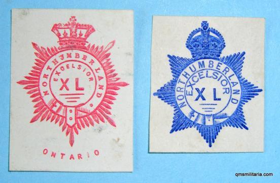 Pair of Paper Embossed Crests for the Canadian Northumberland Regiment of Ontario