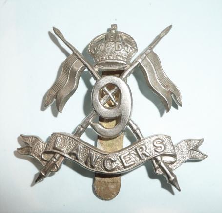 9th ( Queens Royal ) Lancers Other Ranks White Metal Cap Badge