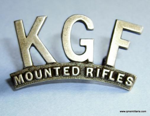 Indian Auxiliary Army - Kolar Gold Fields ( KGF )  Mounted Rifles Silvered White Metal Shoulder Title - Pre 1917