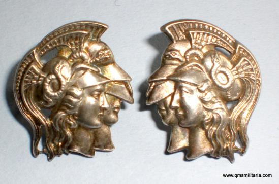 Artist Rifles ( 28th County of London Regiment ) Matched Facing Pair of Officers Solid Silver Collar Badges - Mappin & Webb, London