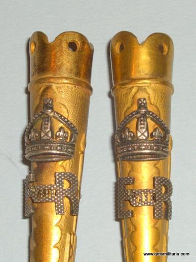 Stunning Matched Pair of Gilt & Silver Senior Officer's Aiguillette Points - Edward VIII, 1936 only