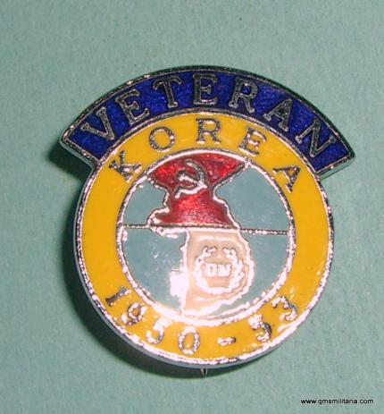 Korean War 1950 - 1953 Veterans Crome and Enamel Lapel Pin Badge
