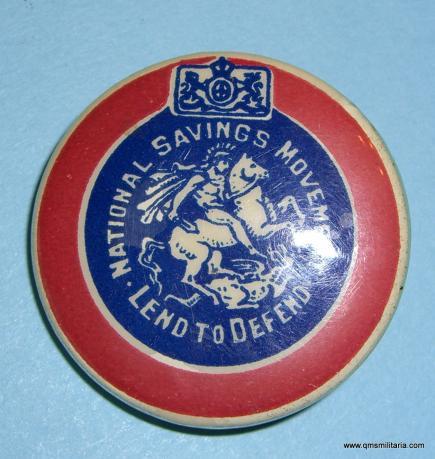 Scarce WW2 Home Front National Savings Celluliod Tin Pin Badge