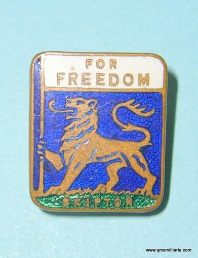 WW2 Home Front For Freedom Enamel Lapel Badge for Skipton, Yorkshire